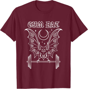 Gym Bat Gothlete Workout Vampire Bat and Moon Healthy Goth T-Shirt - T-Shirt | Maroon