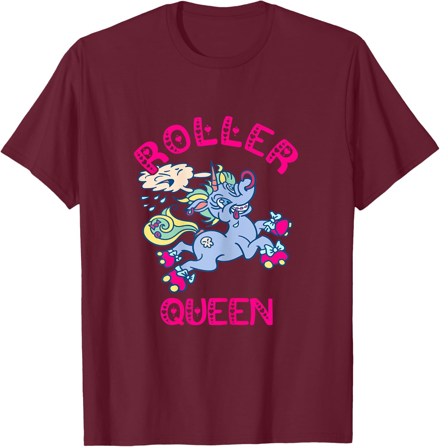 Roller Skates Queen Unicorn Roller Skating Skating Rink T-Shirt - T-Shirt | Maroon