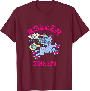 Roller Skates Queen Unicorn Roller Skating Skating Rink T-Shirt - T-Shirt | Maroon