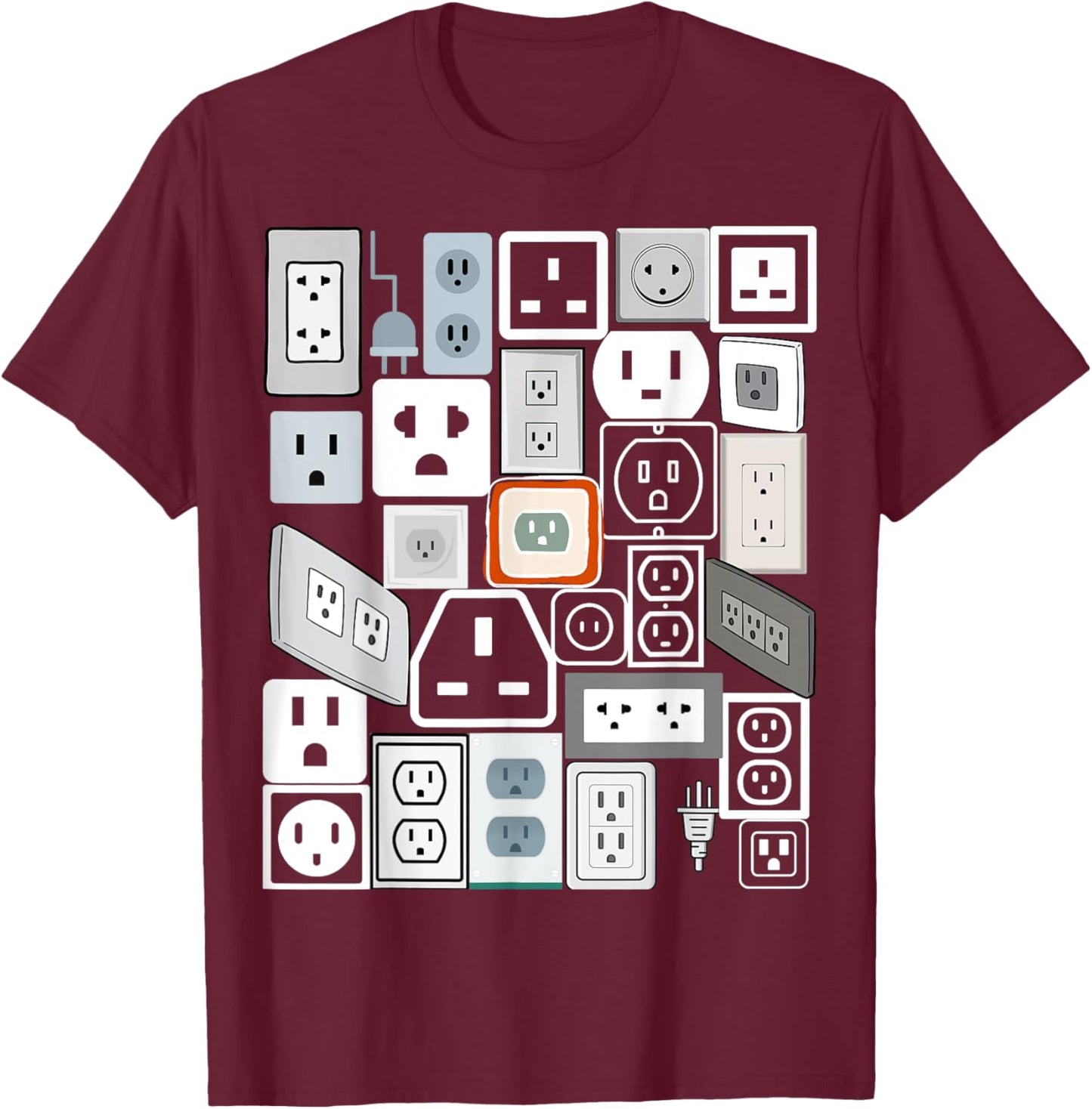 Electrical Outlet Plug and Socket Couples Halloween Costume T-Shirt - T-Shirt | Maroon