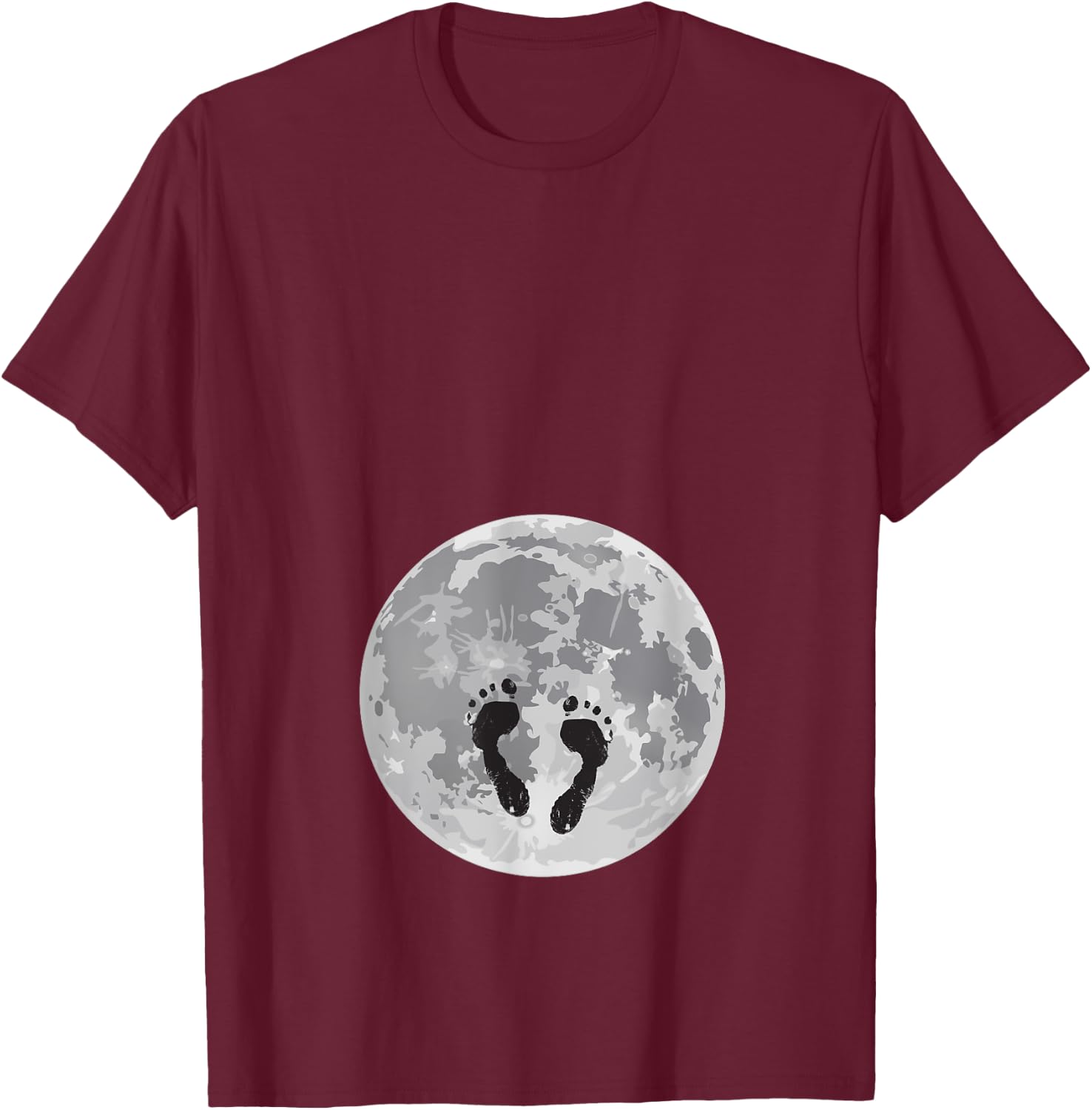 Full Moon Belly Pregnancy Announcement Baby footsteps T-Shirt - T-Shirt | Maroon