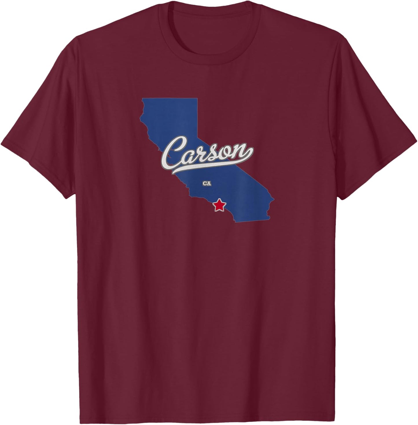 Carson California CA Map T-Shirt - T-Shirt | Maroon