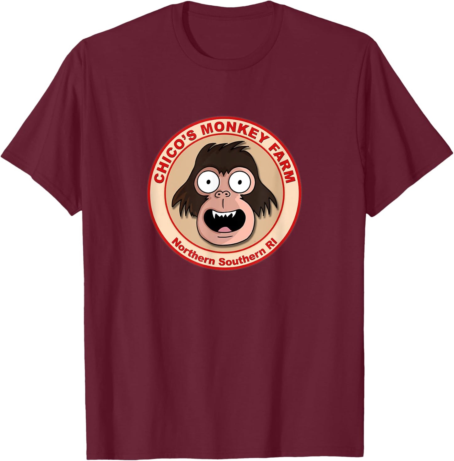 Chico's Monkey Farm Funny Animation T-Shirt - T-Shirt | Maroon