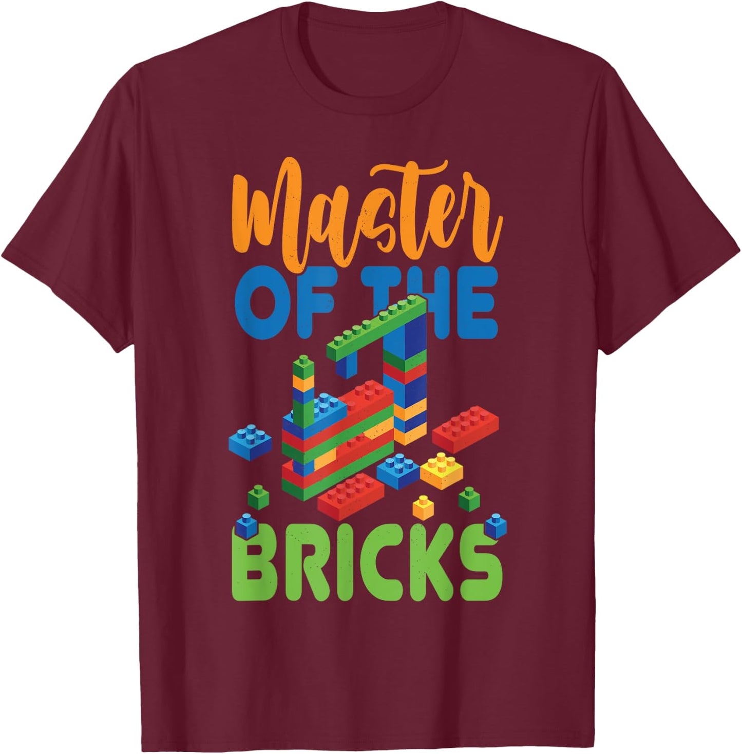 Master Builder Brick Building Blocks Master Of The Bricks T-Shirt - T-Shirt | Maroon