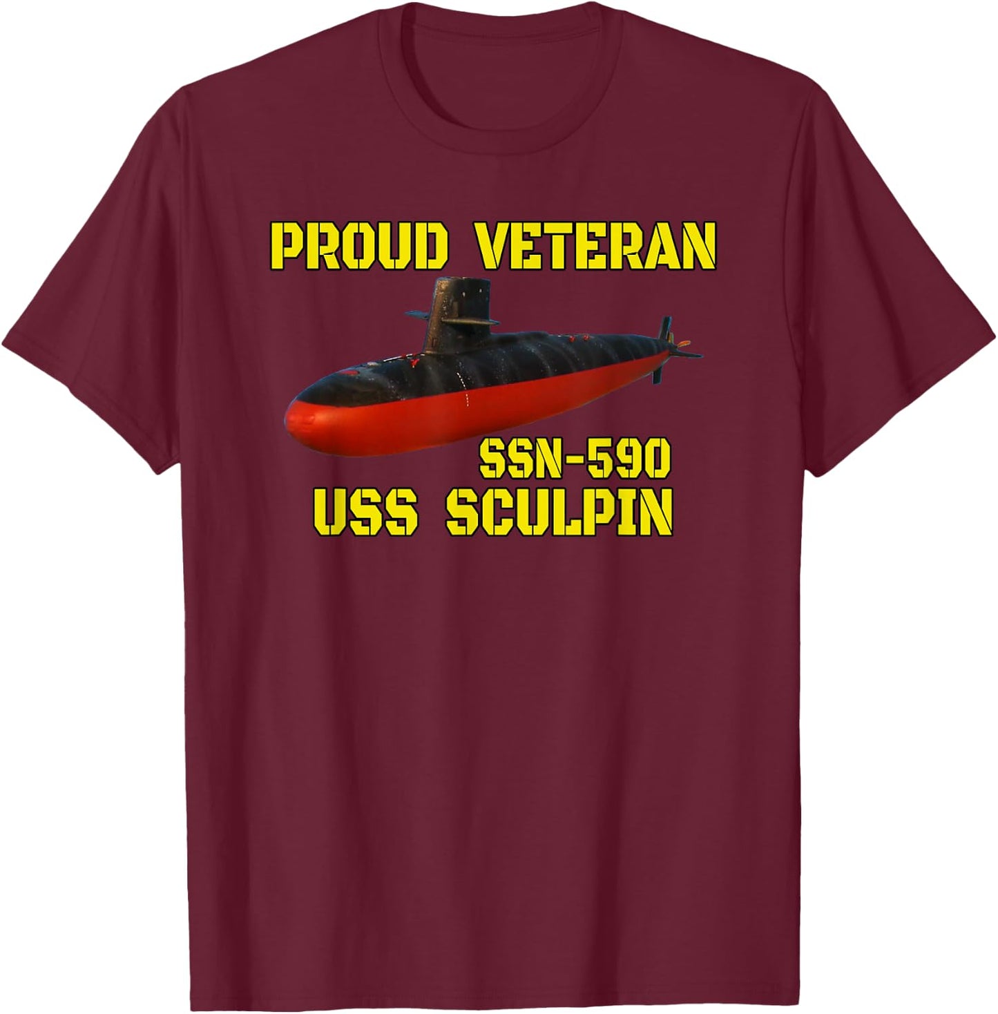 USS Sculpin SSN-590 Submarine Veterans Day Father Grandpa T-Shirt - T-Shirt | Maroon