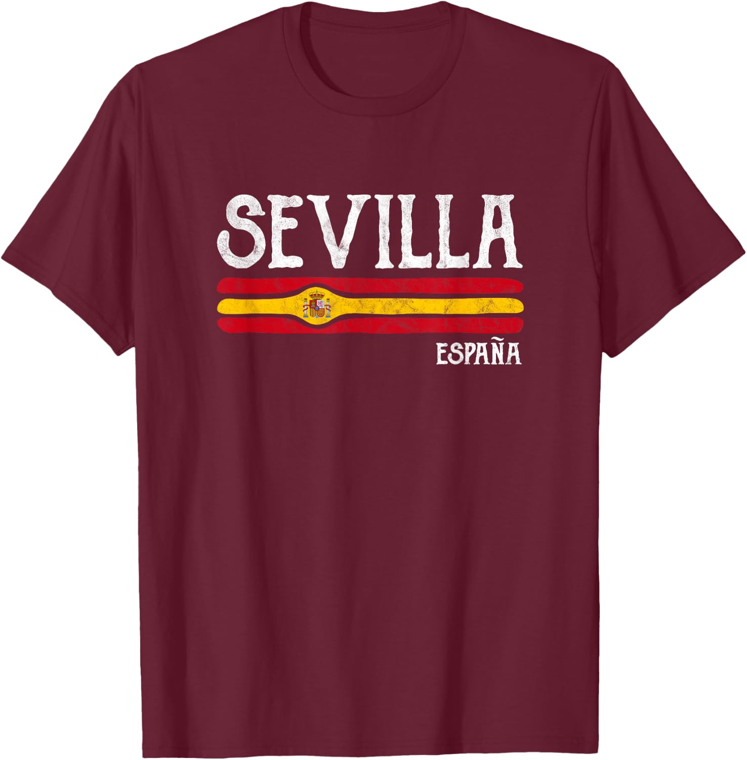 Vintage Sevilla Spain Souvenir Seville Espana Gift T-Shirt - T-Shirt | Maroon