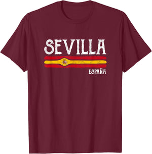 Vintage Sevilla Spain Souvenir Seville Espana Gift T-Shirt - T-Shirt | Maroon