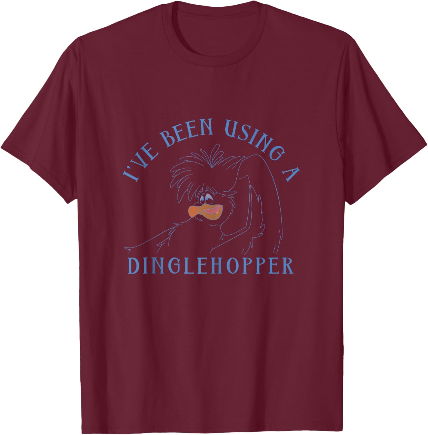 Disney The Little Mermaid Scuttle Using A Dinglehopper T-Shirt - T-Shirt | Maroon
