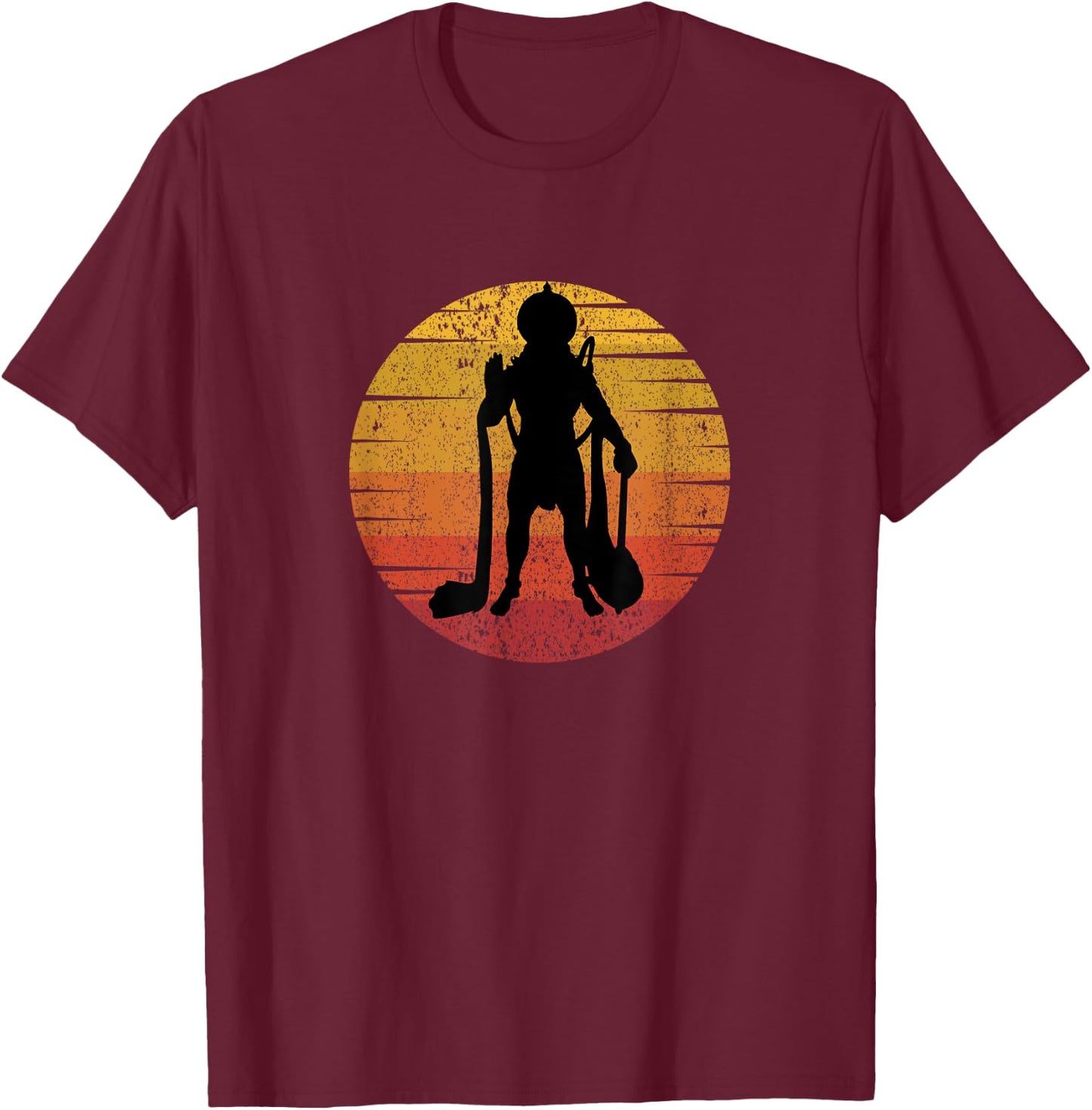 Retro Vintage Hindu God Lord Hanuman Monkey God Men Women T-Shirt - T-Shirt | Maroon