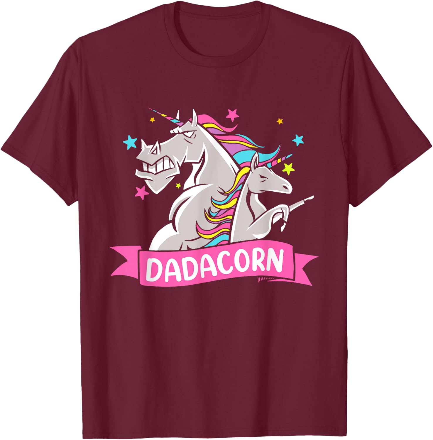 Fathers Day Gift Unicorn Dad Shirt Funny Dadacorn Kids Men T-Shirt - T-Shirt | Maroon