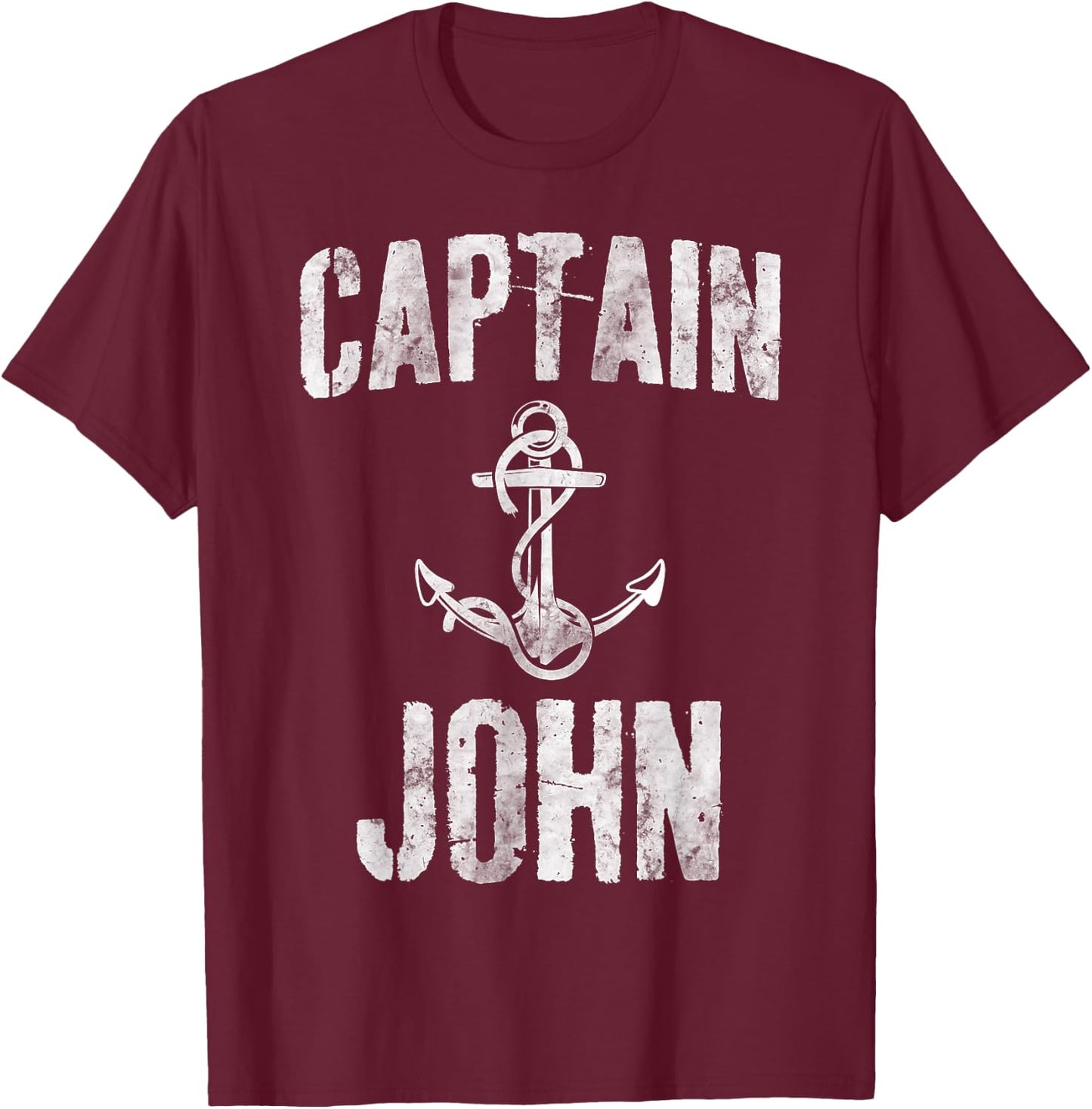 Funny Personalized Boating Shirt First Name Captain John T-Shirt - T-Shirt | Maroon