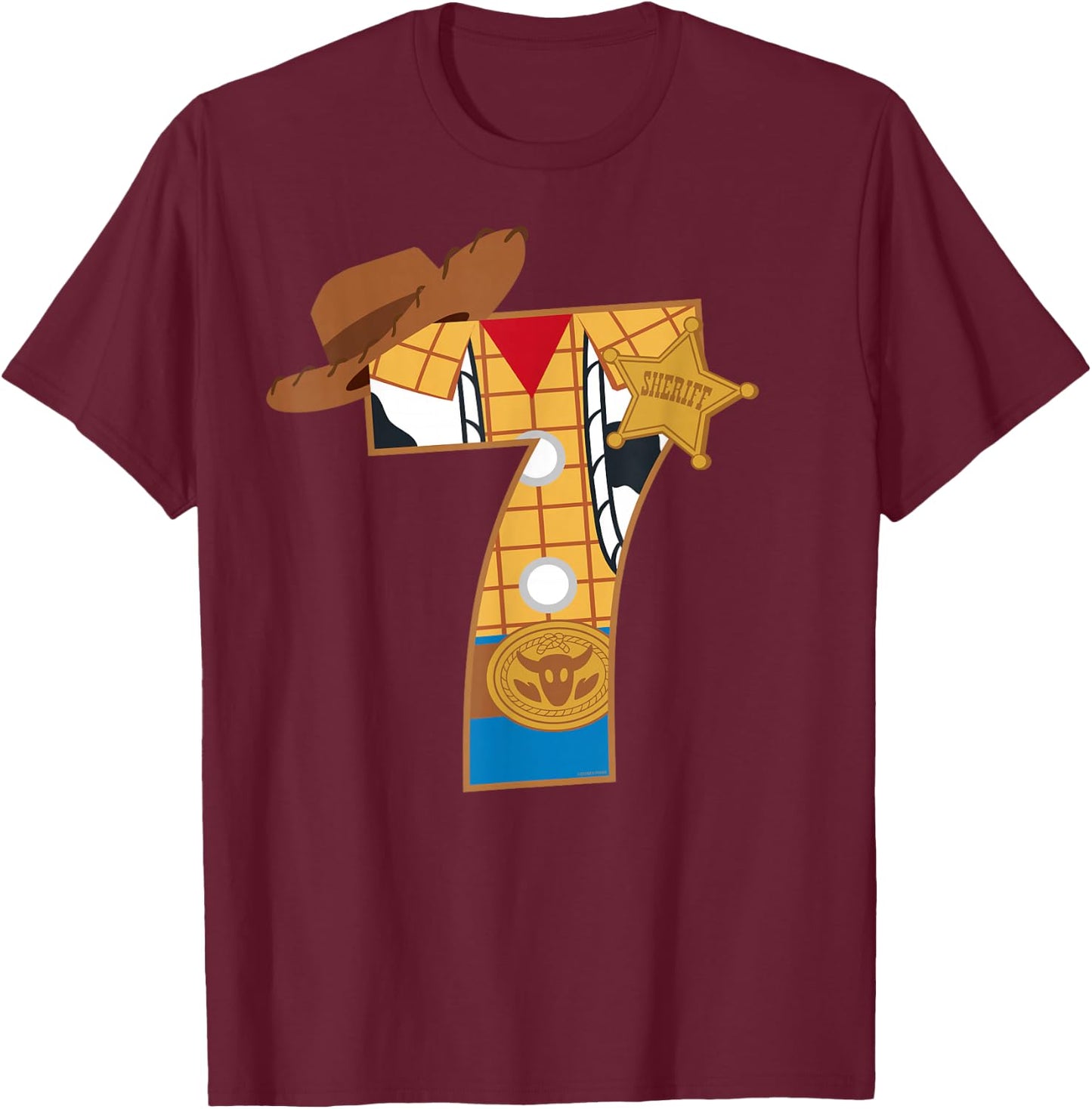 Disney and Pixar's Toy Story Seventh Birthday 7 Years Old T-Shirt - T-Shirt | Maroon