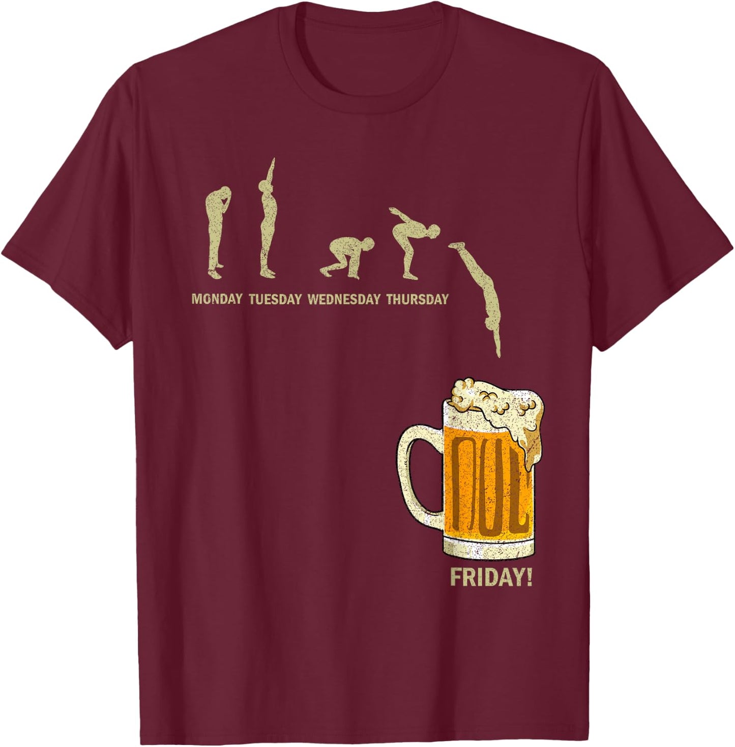 Beer Drinker Endlich Freitag Weekdays Funny Weekend T-Shirt - T-Shirt | Maroon