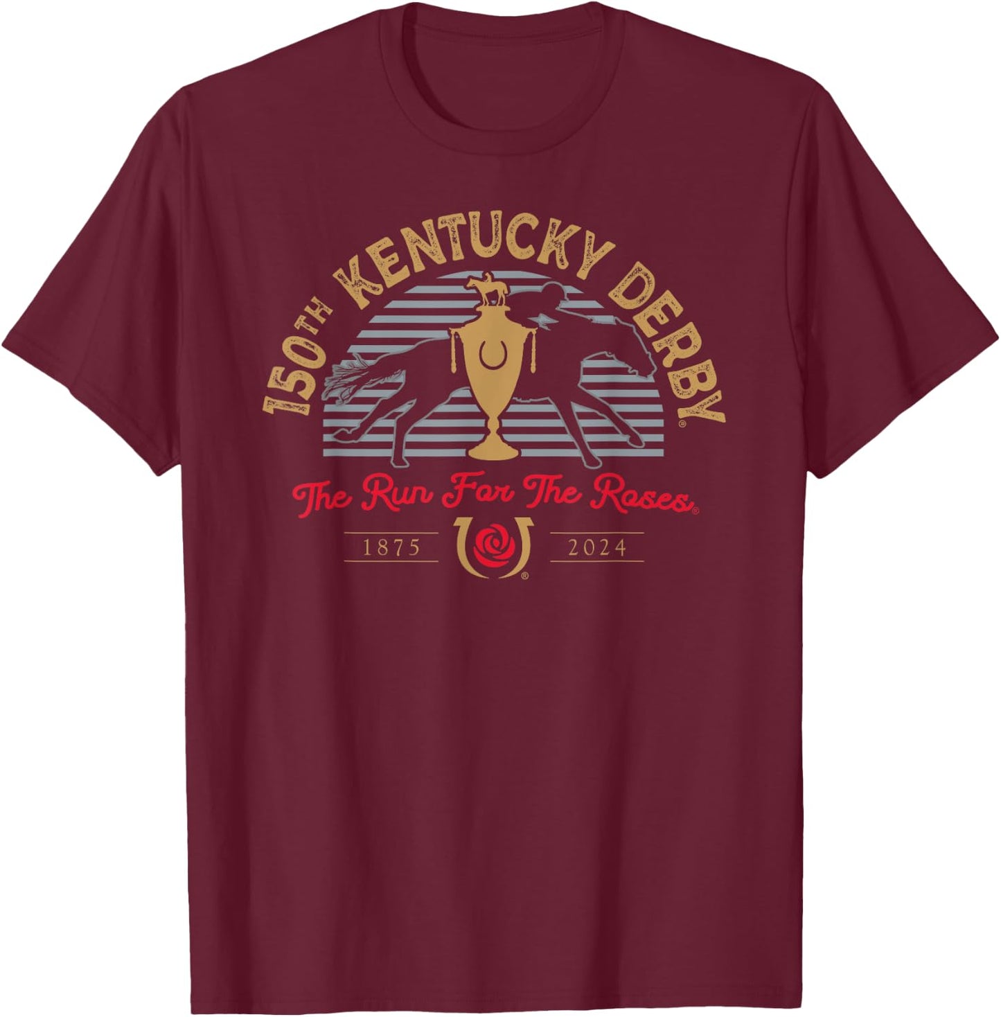 Officially Licensed Kentucky Derby 150th 2024 Run T-Shirt - T-Shirt | Maroon