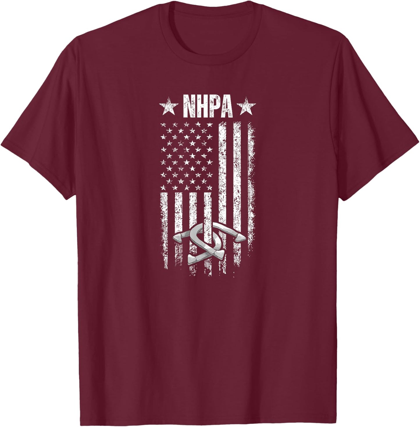National Horseshoe Pitchers Association NHPA Distressed Flag T-Shirt - T-Shirt | Maroon