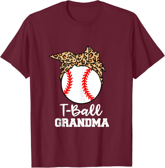 T-Ball Grandma Funny Leopard T-Ball Grandma T-Shirt - T-Shirt | Maroon