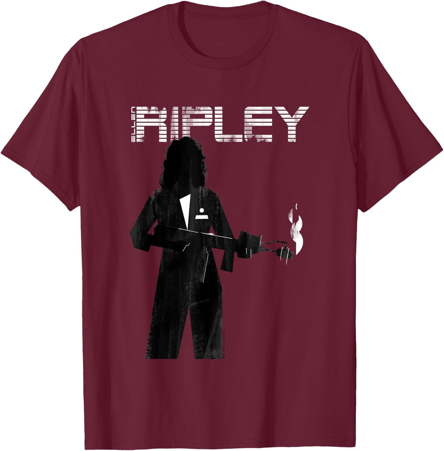 Aliens Iconic Strong Ellen Ripley Retro Silhouette Portrait T-Shirt - T-Shirt | Maroon
