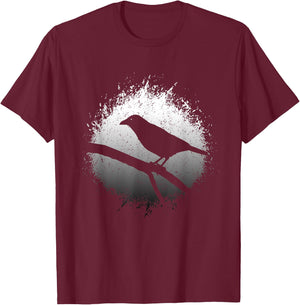 Black Raven Crow Gothic Bird Silhouette T-Shirt - T-Shirt | Maroon