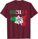 Sicilia Flag Sicily Palermo Italy T-Shirt - T-Shirt | Maroon