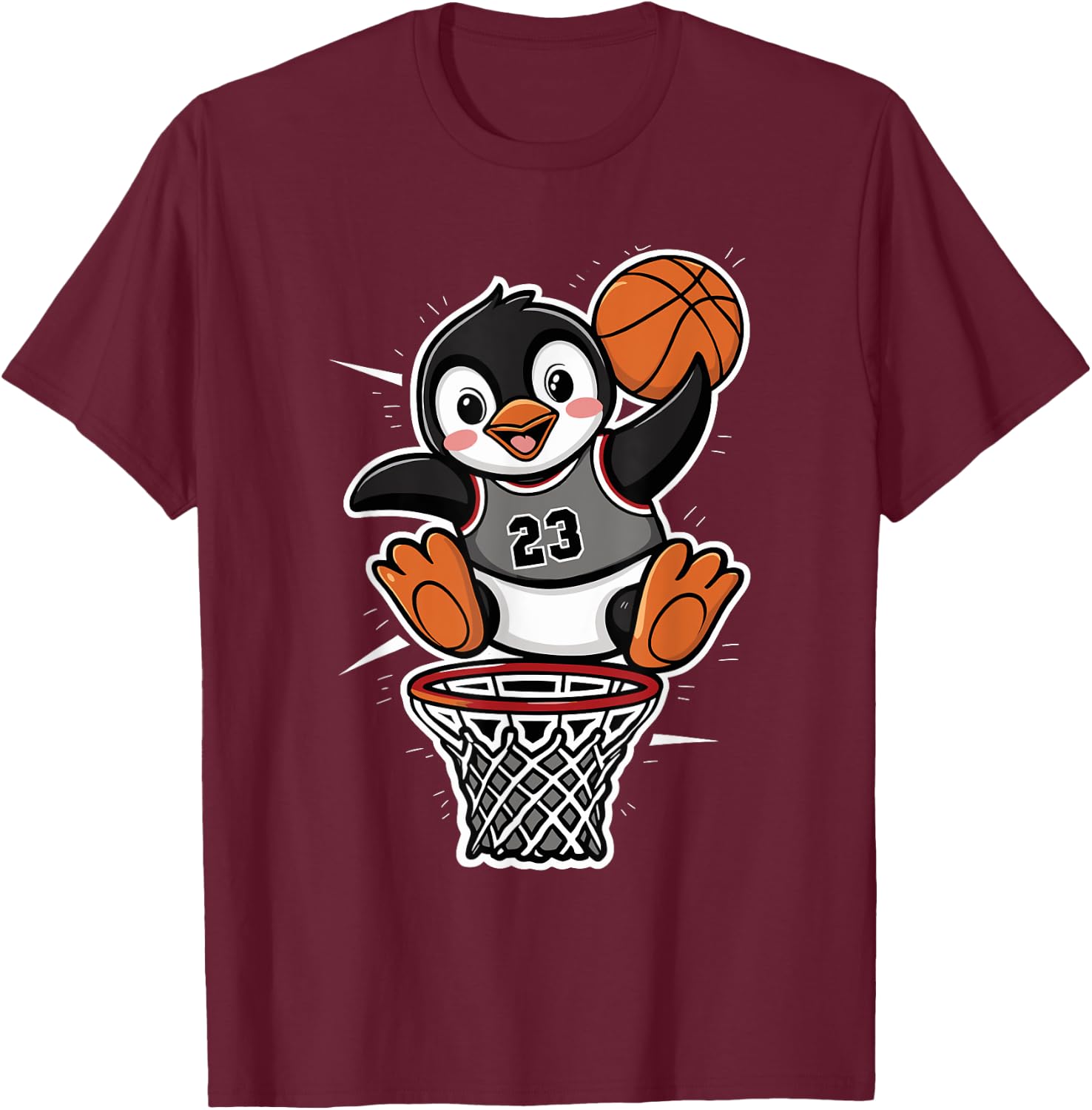 Penguin Basketball T-Shirt - T-Shirt | Maroon