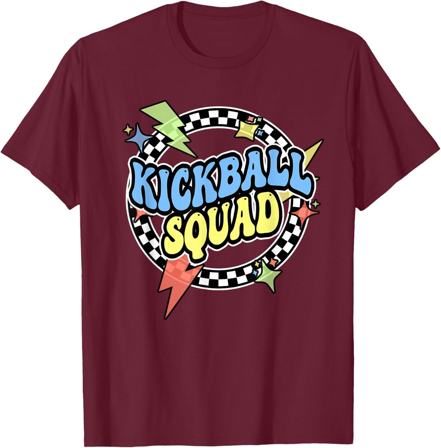Retro Kickball Shirt For Kids Adults Men Boy Kickball Squad T-Shirt - T-Shirt | Maroon