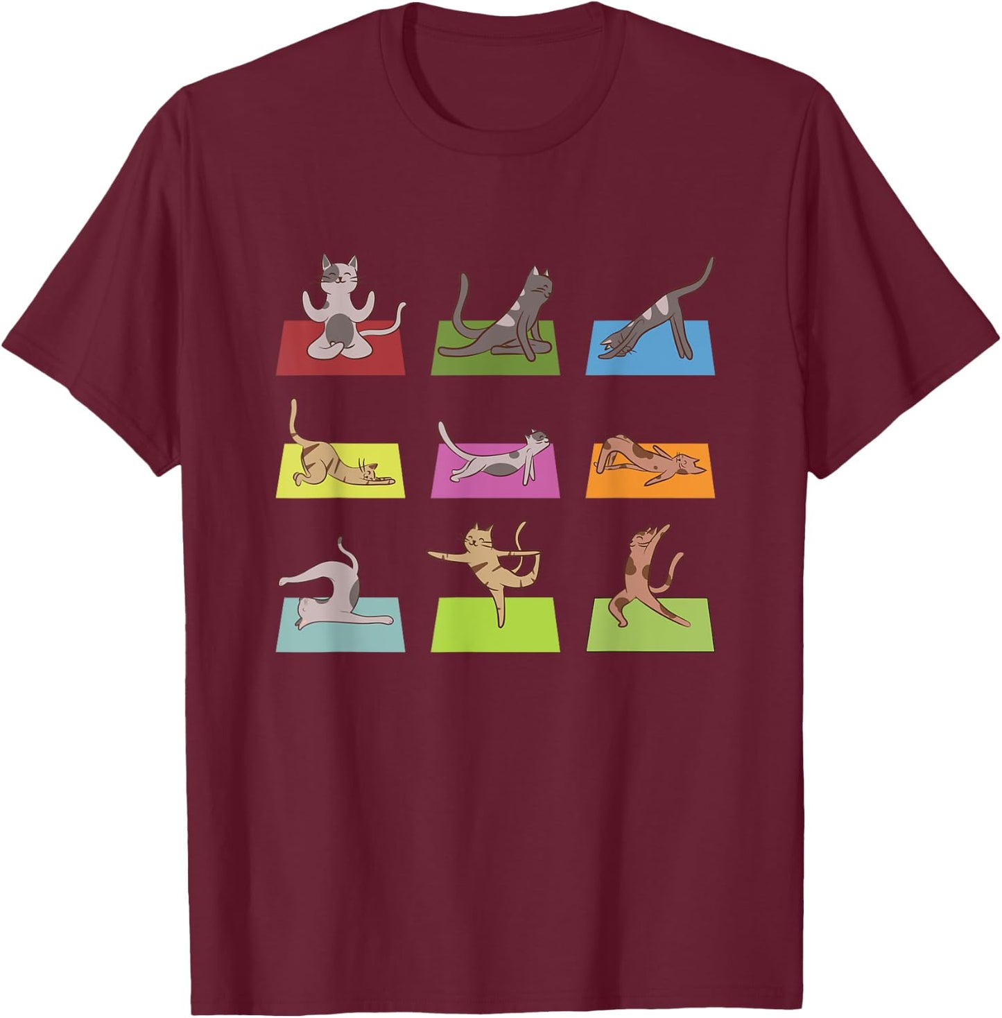 Funny Cat Yoga Positions Meditation Yoga Lover Women Girls Kids T-Shirt - T-Shirt | Maroon