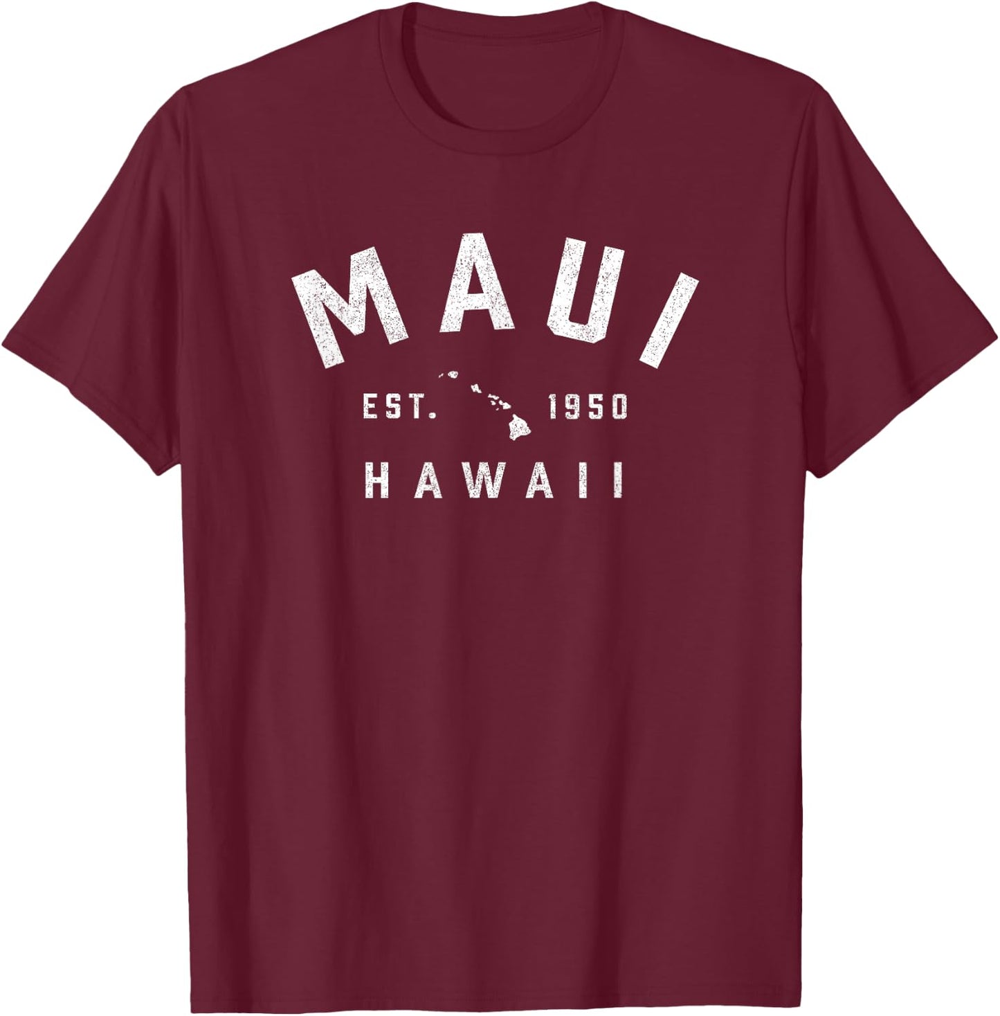 Maui Hawaii Est Vintage Preppy Throwback Vacation Souvenir T-Shirt - T-Shirt | Maroon