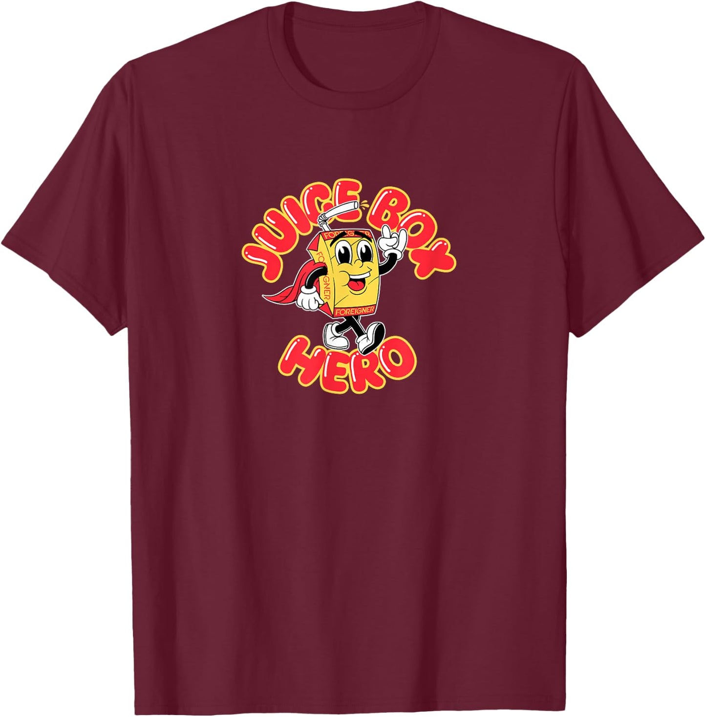 Foreigner Juice Box Hero T-Shirt - T-Shirt | Maroon