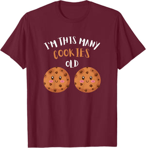 I'm This Many Cookies Old Cookie 2nd Birthday 2 Years Old T-Shirt - T-Shirt | Maroon