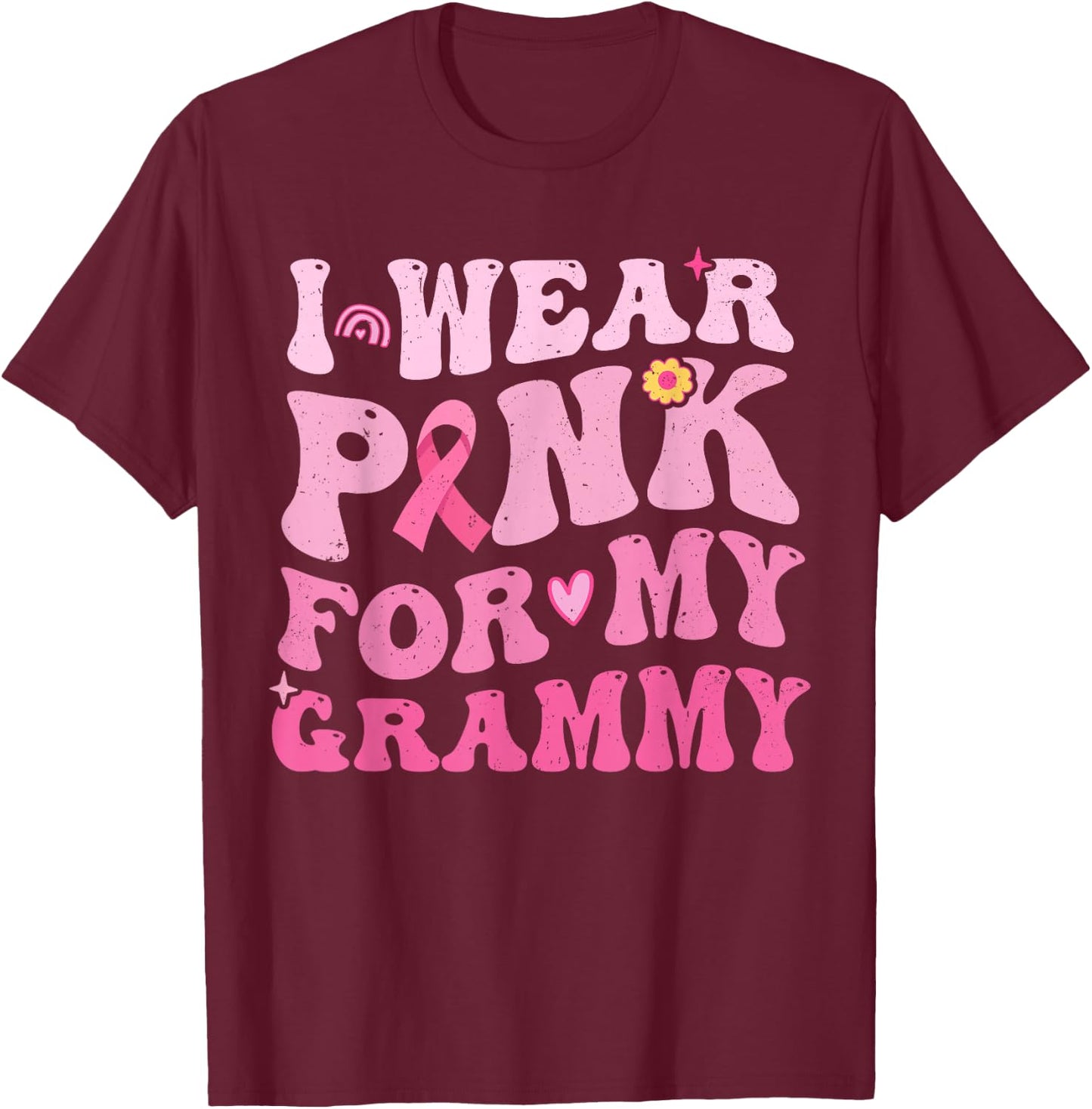 I Wear Pink For My Grammy Breast Cancer Grandma Kids T-Shirt - T-Shirt | Maroon