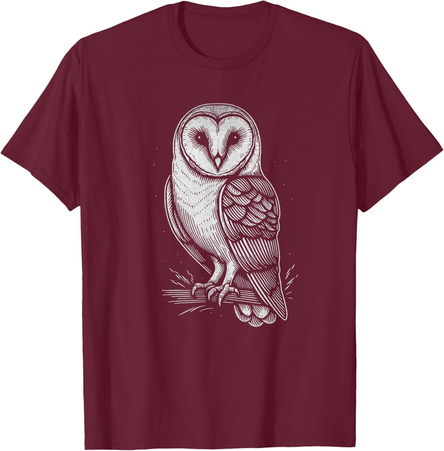 Barn Owl Graphic Art Design And Men T-Shirt - T-Shirt | Maroon