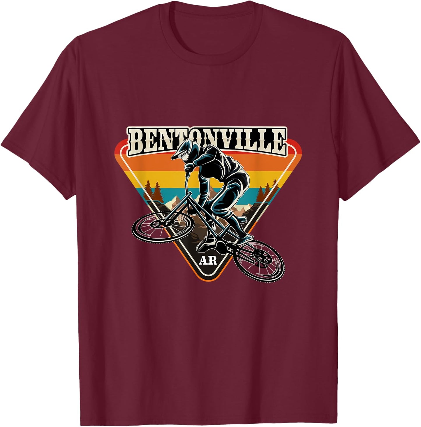 Bentonville Arkansas Mountain Bike Cycling Adventure Sport T-Shirt - T-Shirt | Maroon