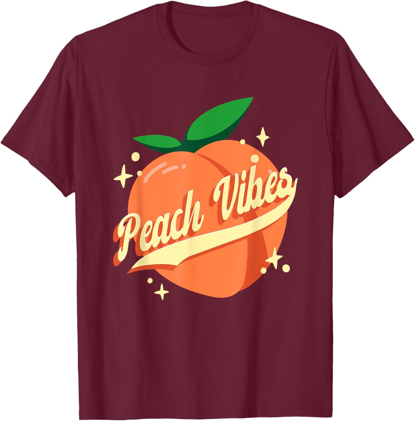 Fruits Lover Peach Vibes T-Shirt - T-Shirt | Maroon