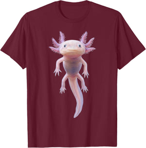 Leucistic Axolotl – Pale Pink Morph Science Lovers T-Shirt - T-Shirt | Maroon