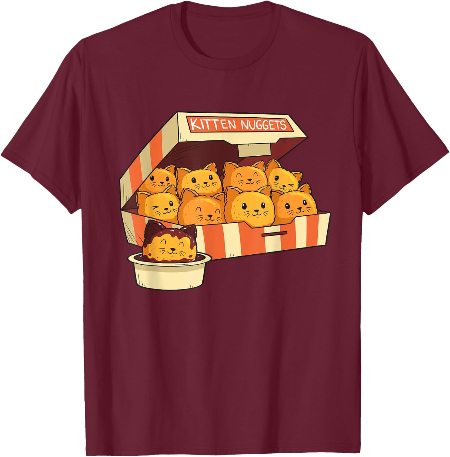 Kitten Nuggets Funny Cats & Chicken Nuggets Lover Funny Cat T-Shirt - T-Shirt | Maroon