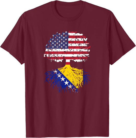 Bosnian Roots Bosnia National Heritage Tree Gift T-Shirt - T-Shirt | Maroon