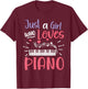 Just A Girl Who Loves Piano Pianist Player Keyboard T-Shirt - T-Shirt | Maroon