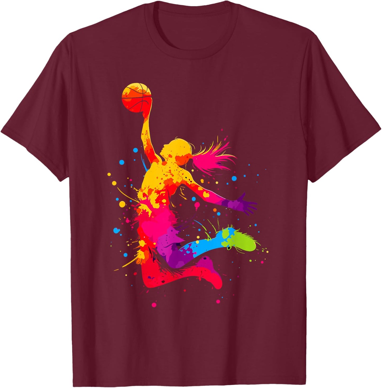 Basketball & Basketball Graphic | Women, Girls & Teen Girls T-Shirt - T-Shirt | Maroon