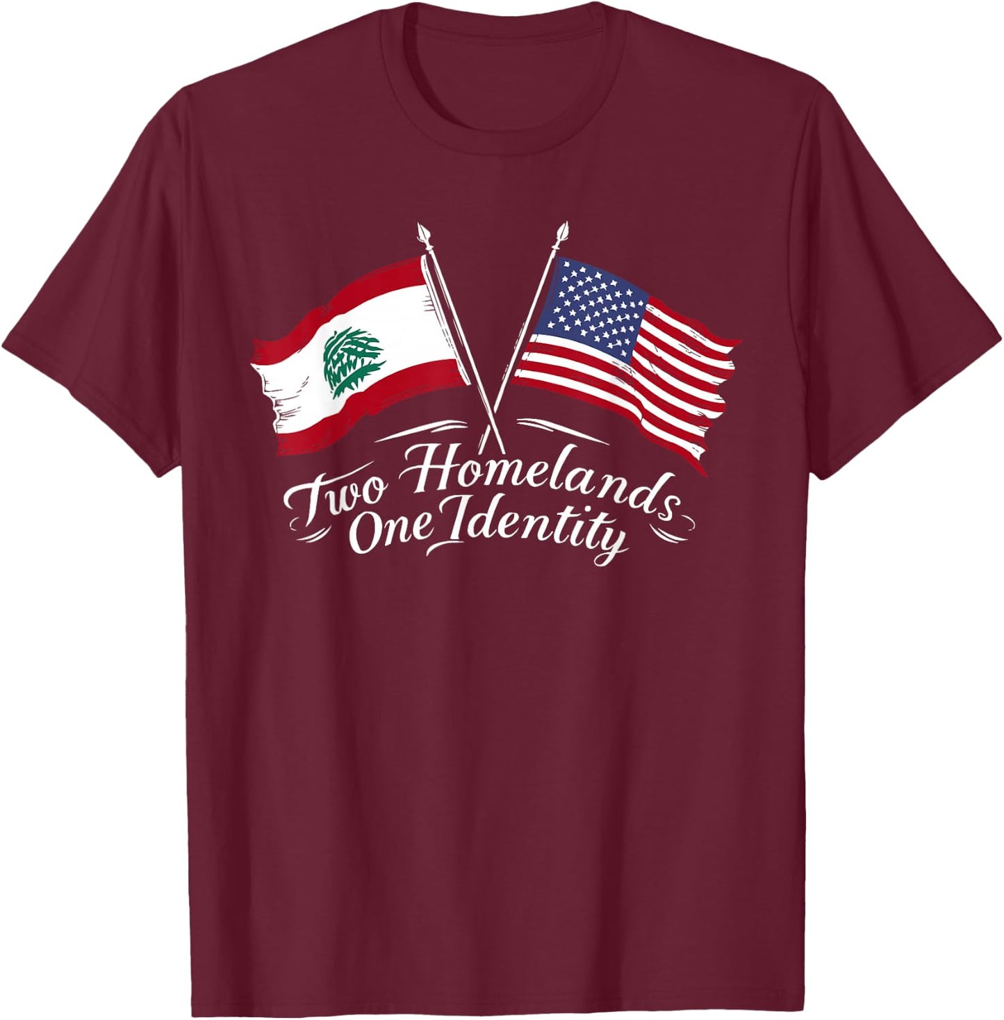Half Lebanese Half American USA Flag Lebanon America T-Shirt - T-Shirt | Maroon