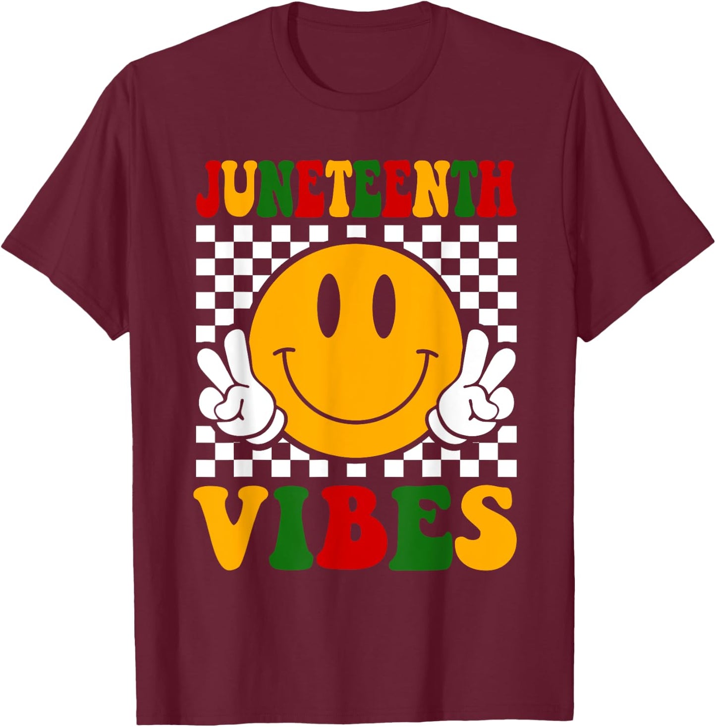 Juneteenth Vibes Boys Girls Kids Black African American T-Shirt - T-Shirt | Maroon