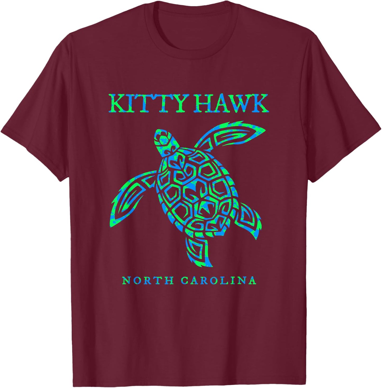 Kitty Hawk North Carolina Sea Turtle Souvenir Beach Vacation T-Shirt - T-Shirt | Maroon