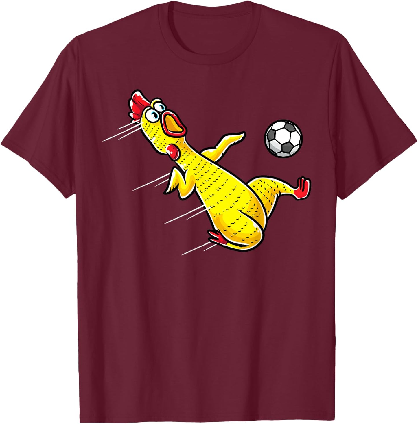 Funny Rubber Chicken With Soccer Sports Men Kids T-Shirt - T-Shirt | Maroon