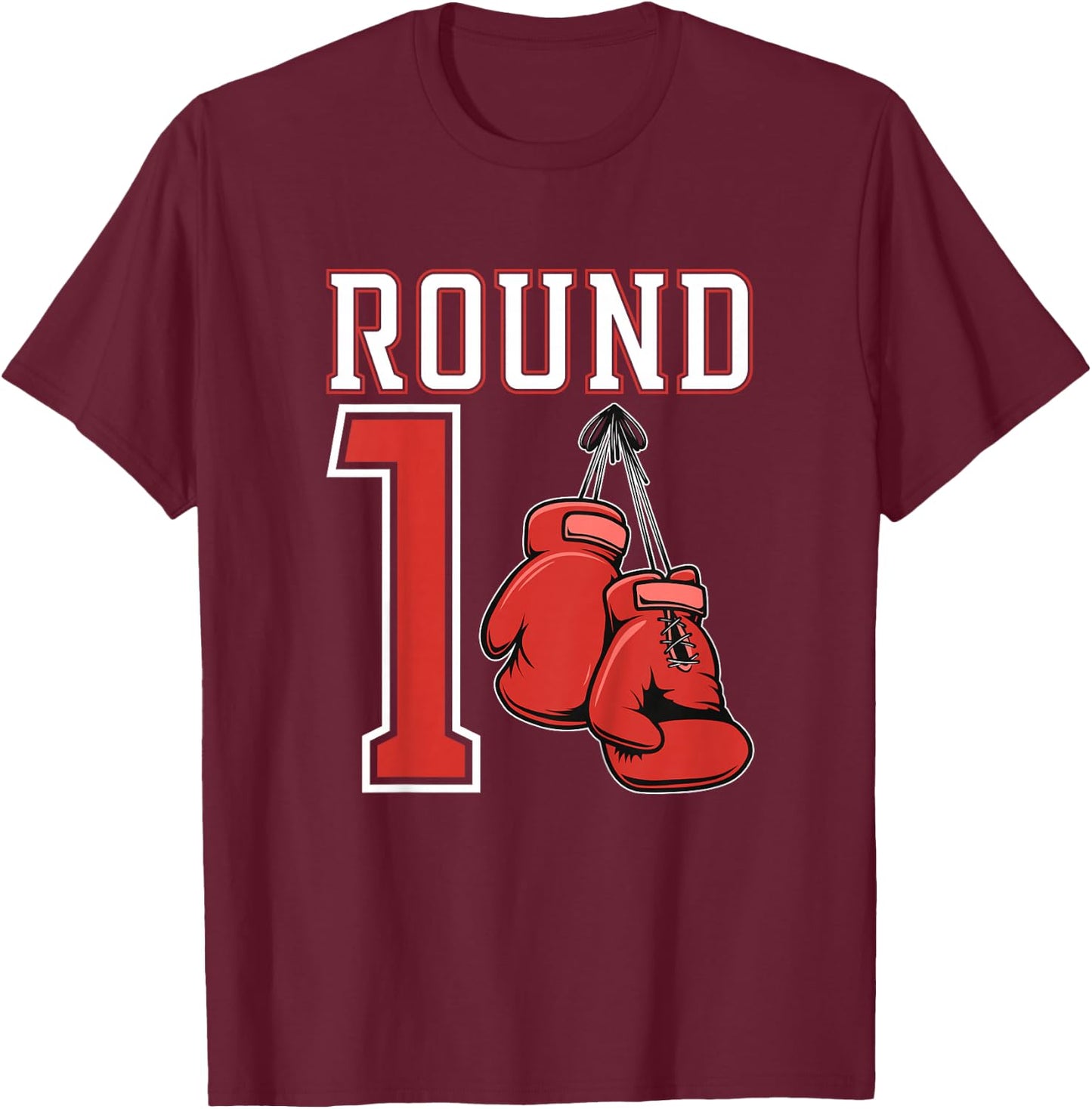 Kids 1st Birthday Boxing Boy 1 Year Old Boxer Bday Party T-Shirt - T-Shirt | Maroon