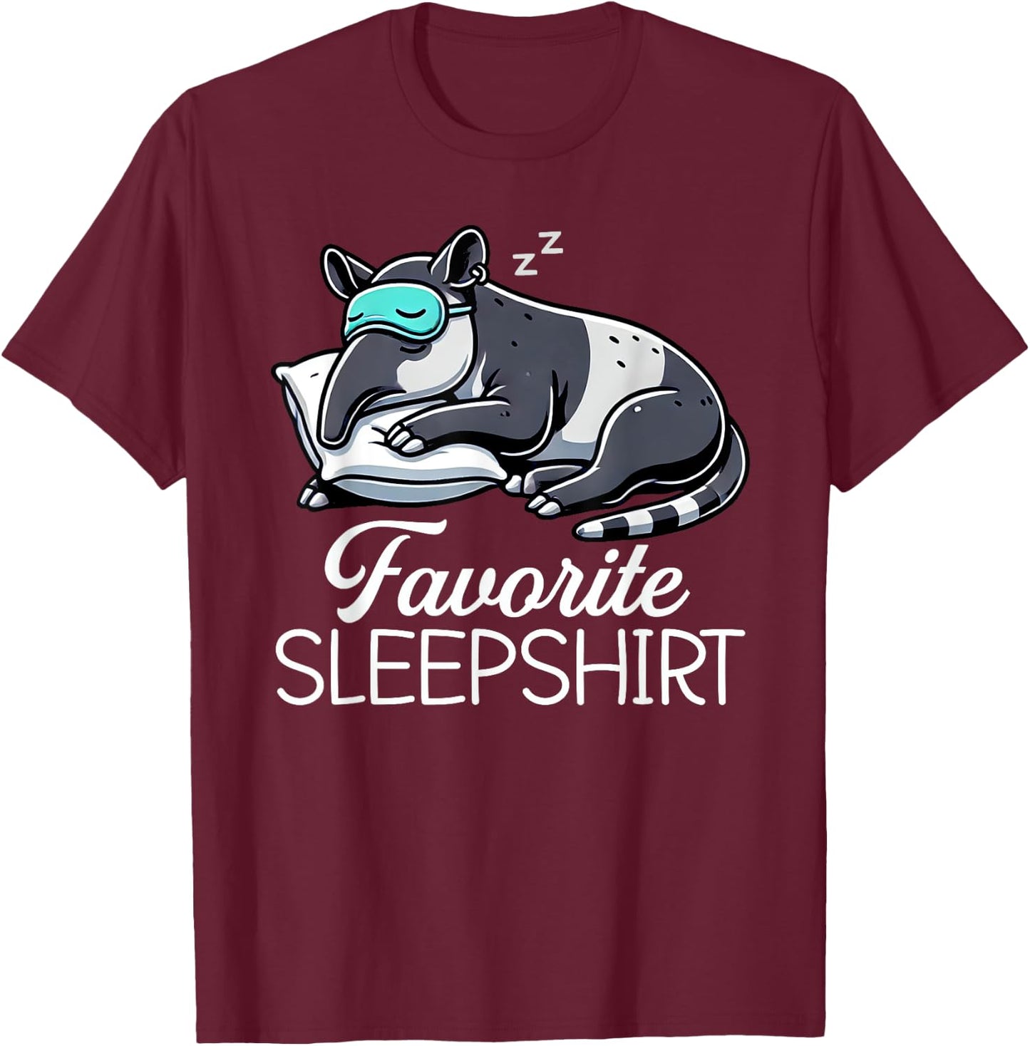 Tapir Official Sleep Shirt Funny Tapir Napping Pyjamas T-Shirt - T-Shirt | Maroon