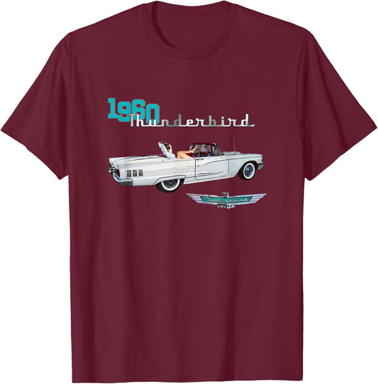 Classic Cars, 1960's, 1960 Thunderbirds, Convertibles T-Shirt - T-Shirt | Maroon