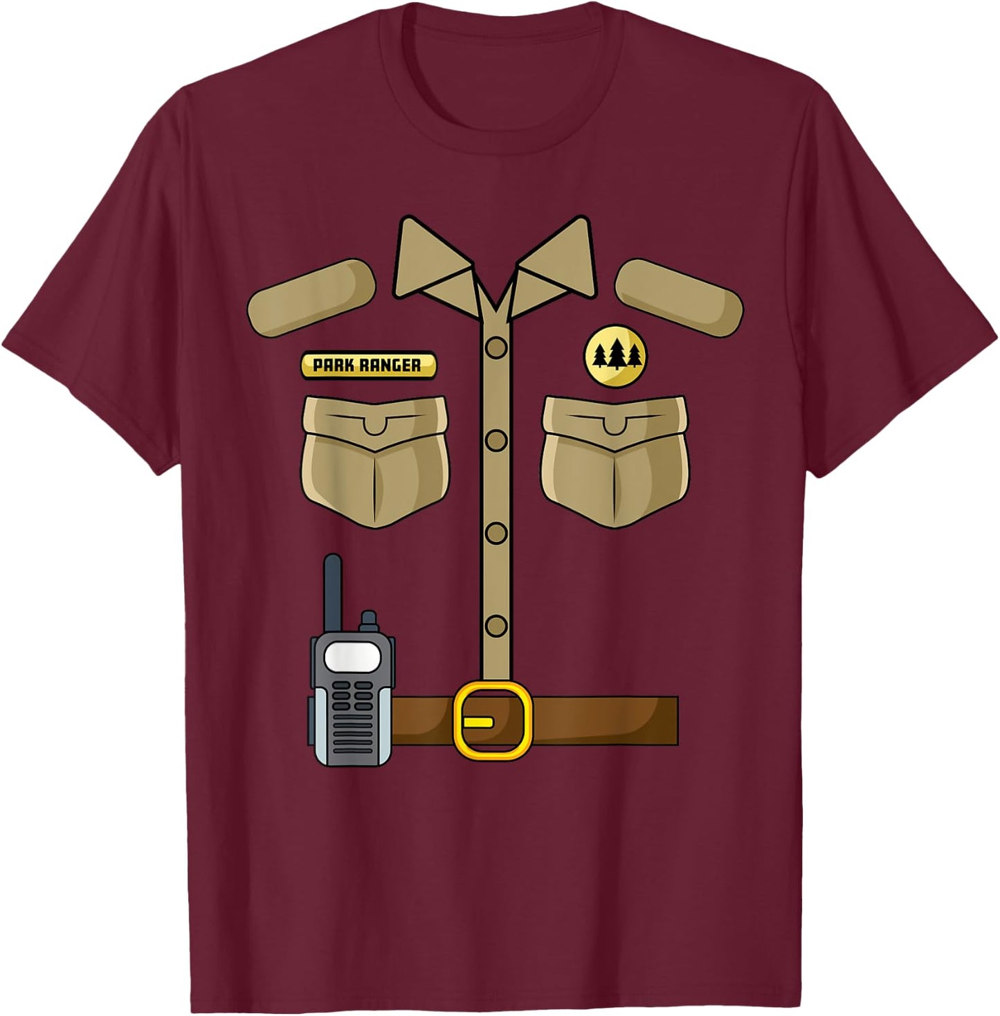 Forest Ranger Park Warden Funny DIY Lazy Halloween Costume T-Shirt - T-Shirt | Maroon