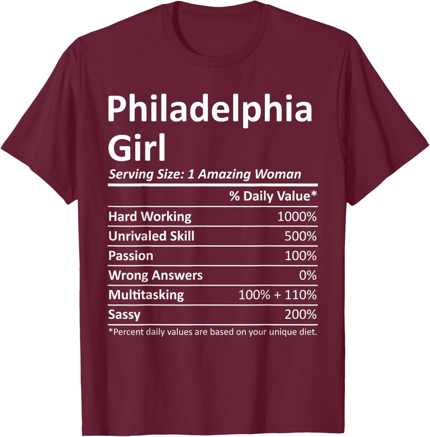 PHILADELPHIA GIRL PA PENNSYLVANIA Funny City Home Roots Gift T-Shirt - T-Shirt | Maroon