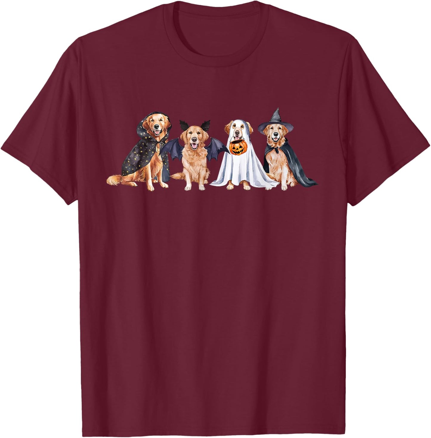 Golden Retriever Ghost Dog Halloween Golden Retriever Witch T-Shirt - T-Shirt | Maroon
