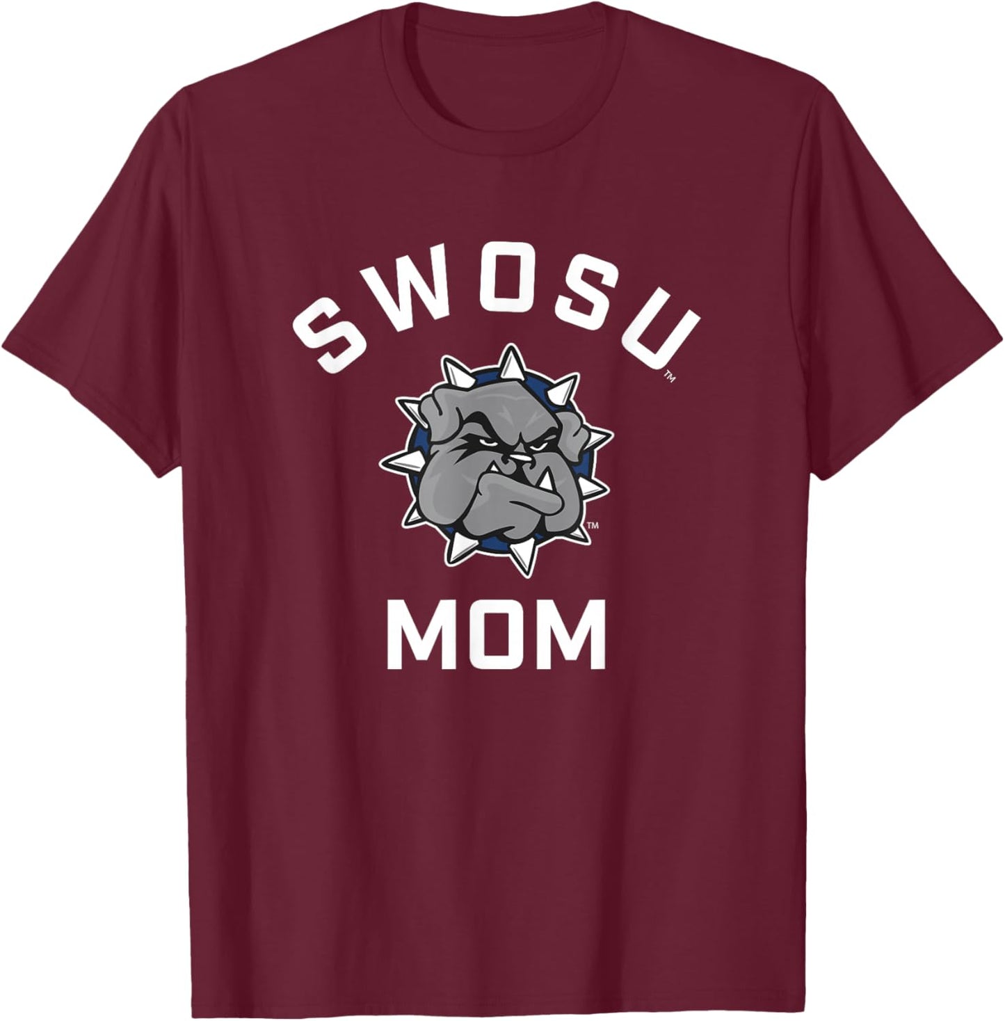 Southwestern Oklahoma State Bulldogs Arched Mom T-Shirt - T-Shirt | Maroon