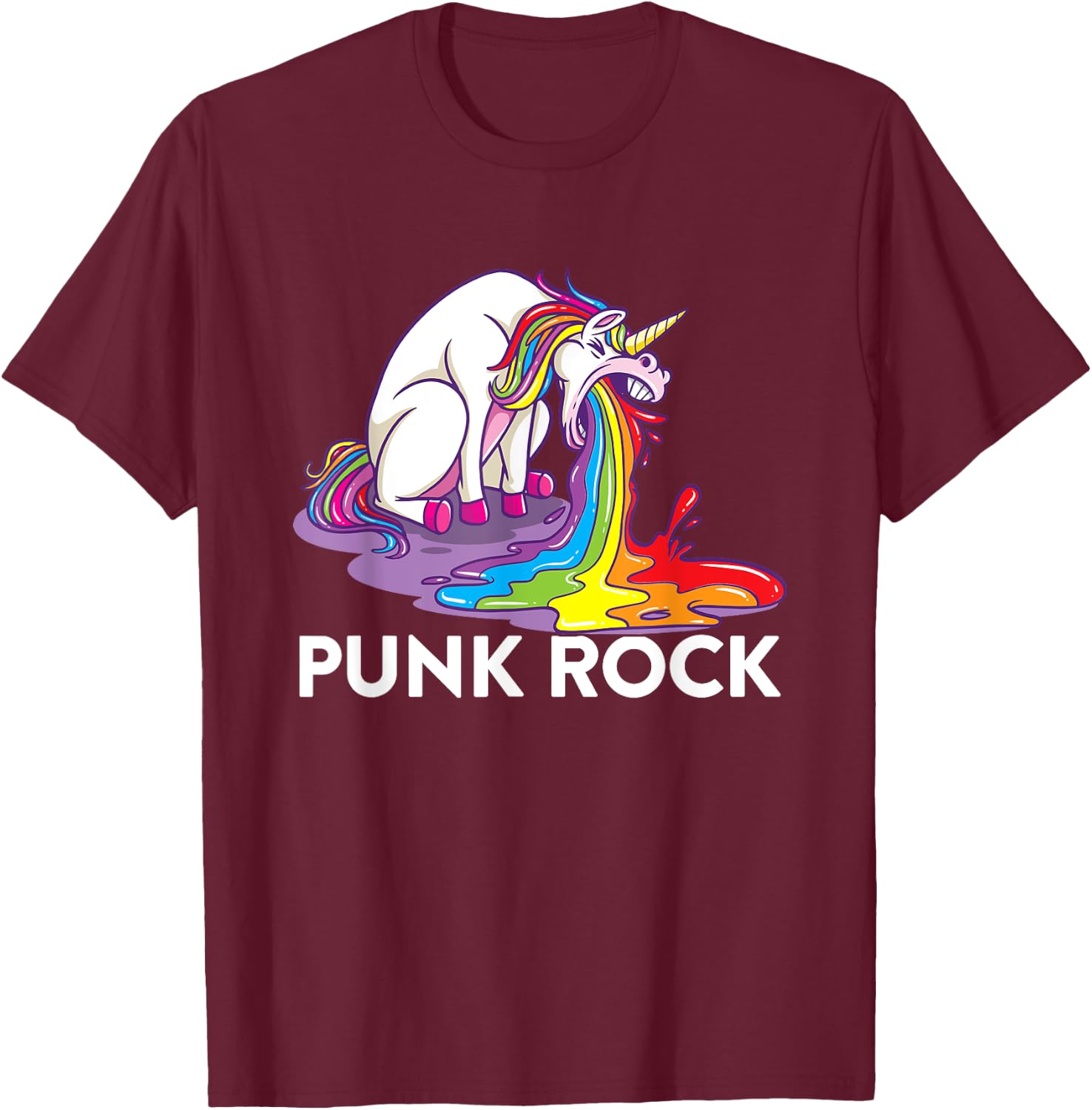 Punk Rock Unicorn T-Shirt - T-Shirt | Maroon